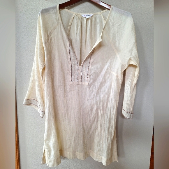 Athleta Mariana Tunic Cover Up. Embellished. Cream. Women's size M - Picture 1 of 8